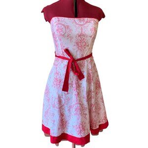 LE CHATEAU - Tube dress pleated skirt with tule lined white / red - medium